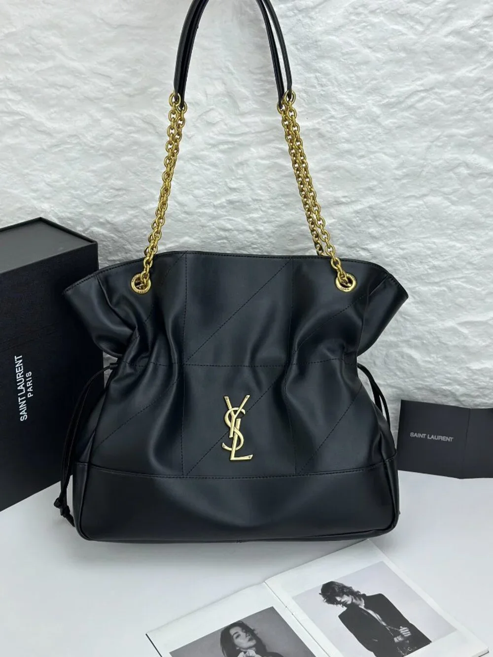 Saint Laurent Jamie Black Quilted Leather Chain Shoulder Bag